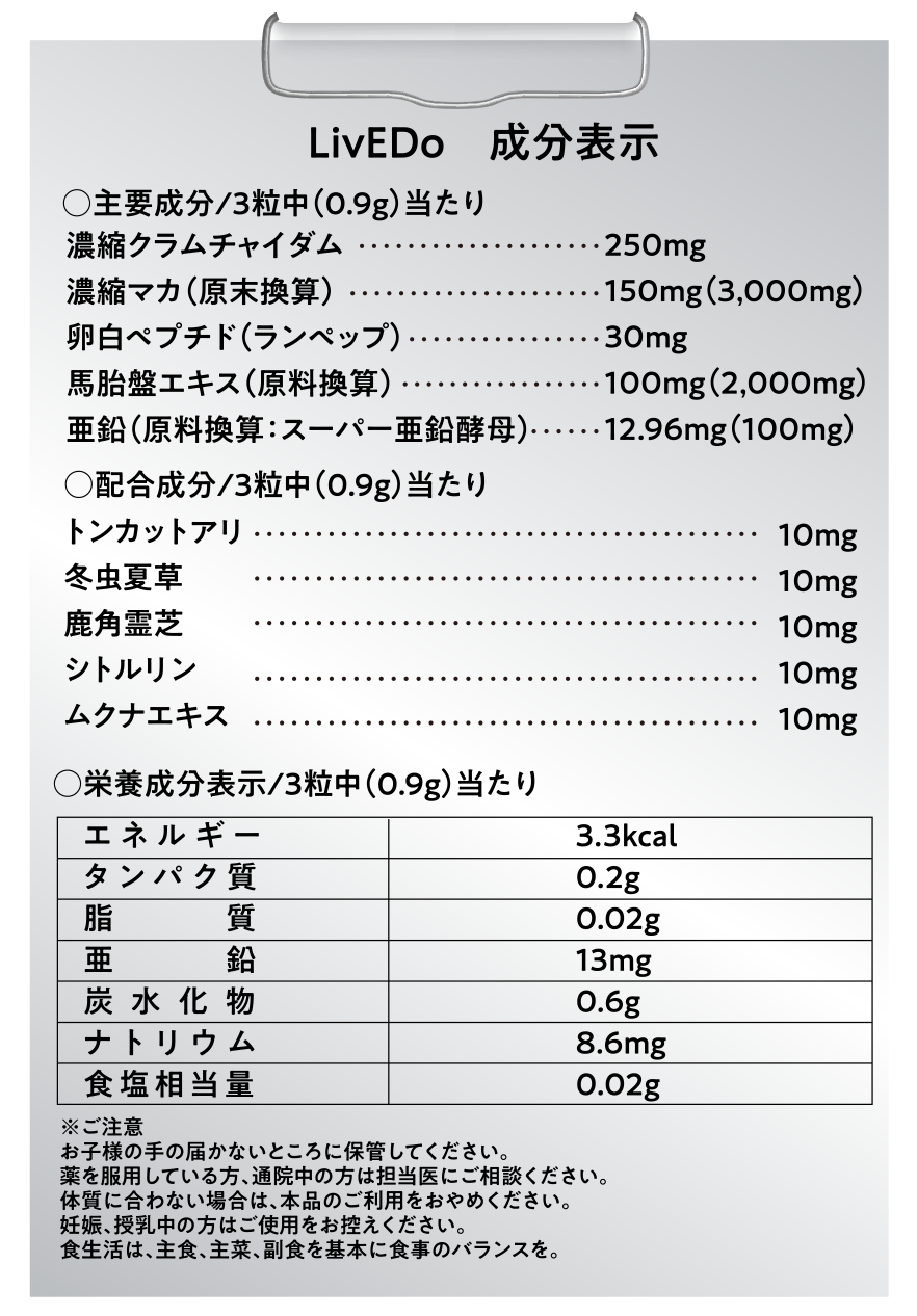 LivEDo 成分表示 